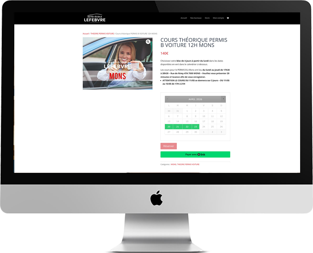 Auto-école - e-shop réservation et paiement en ligne