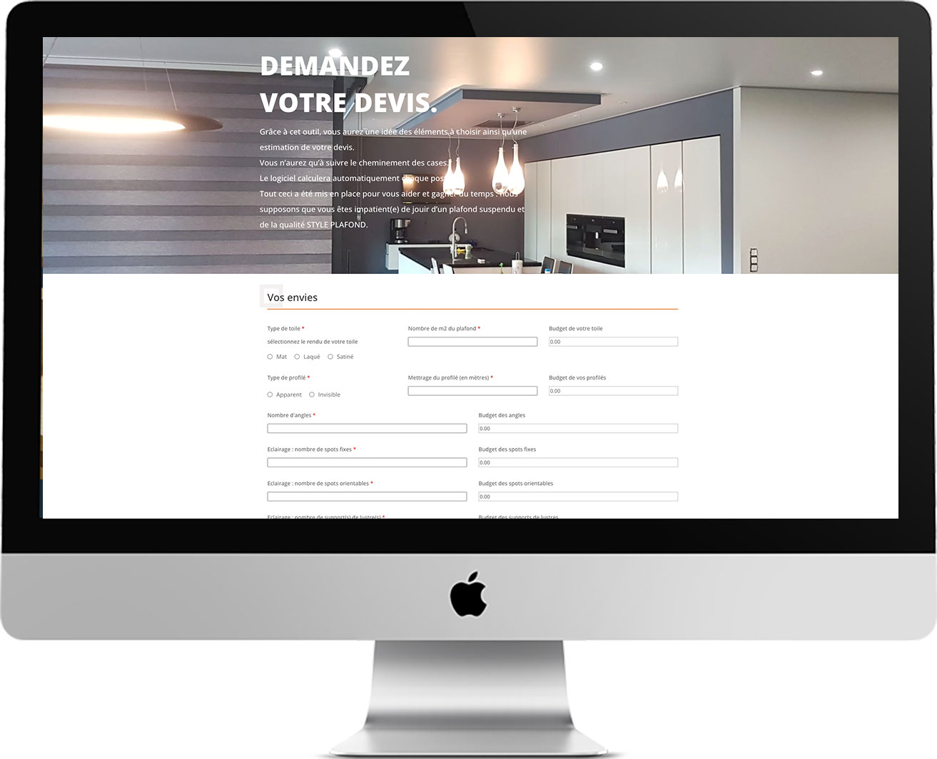 Plafond tendu - configurateur de devis en ligne